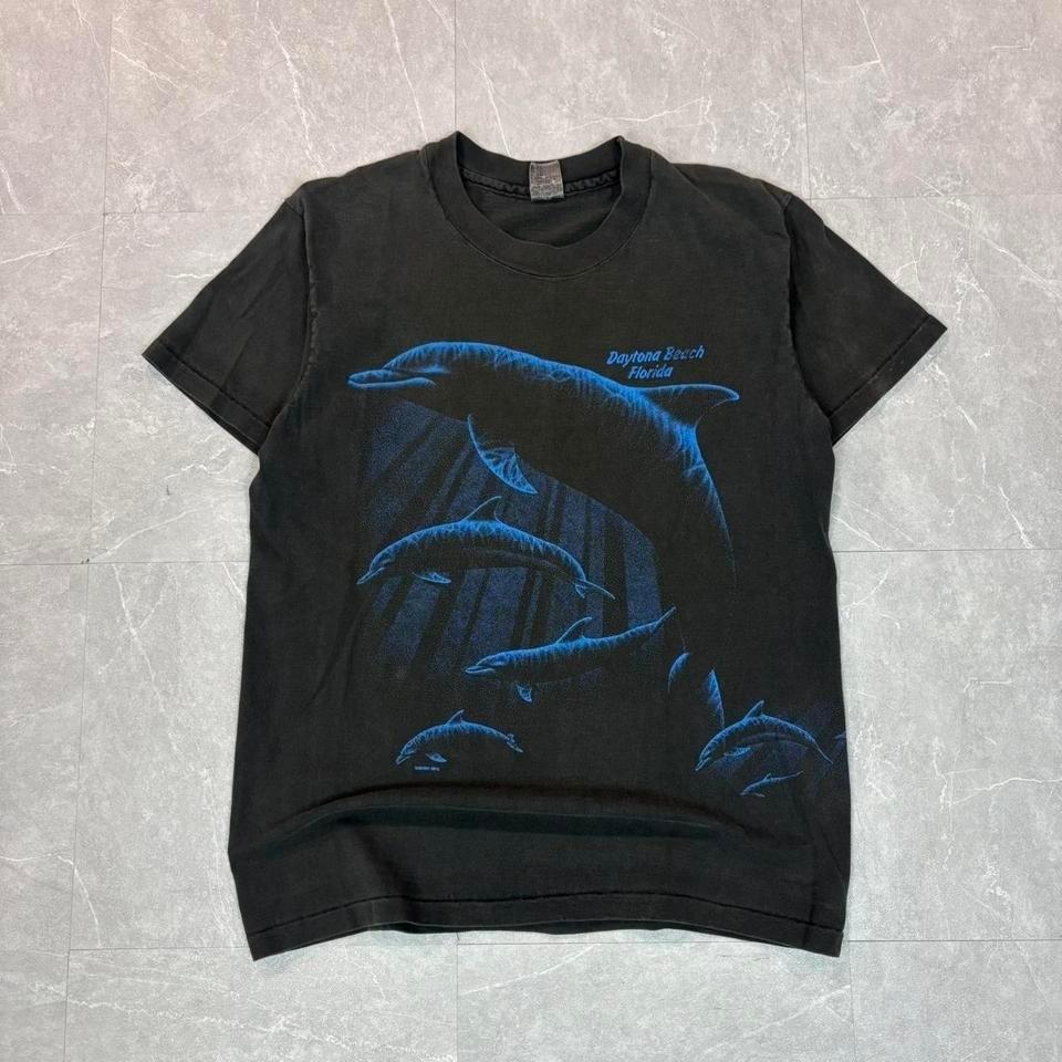 1990s black and blue dolphin tee Unisex T-Shirt L