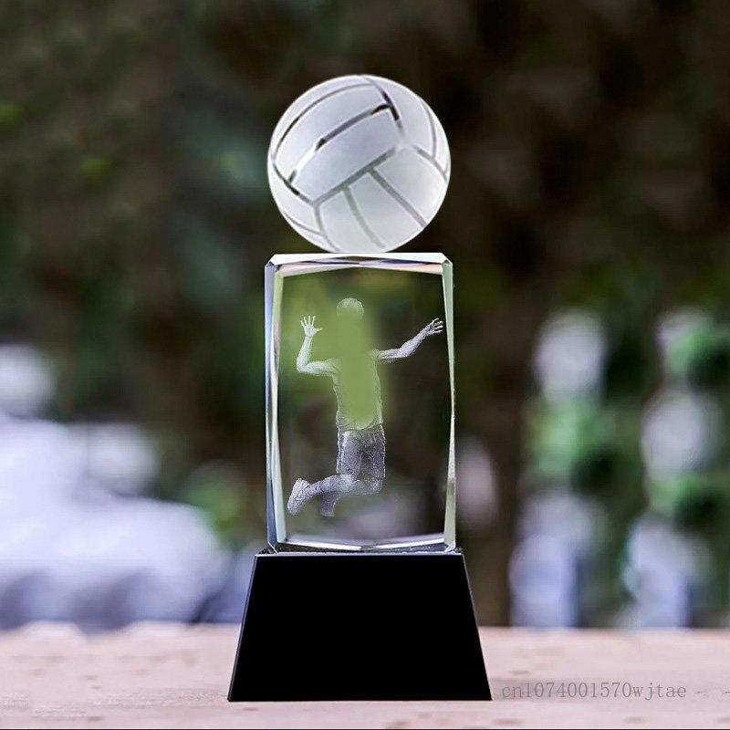 Customized Crystal Sculpture Trophy, Sports, Volleyball, Tennis, Badminton, Golf Games, Competition Awards, Home Decor