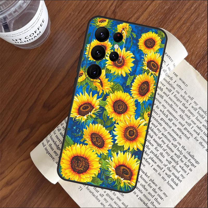 Vintage Sunflowers Case For Samsung Galaxy S26 Ultra S25 S24 S23 S21 S22 Ultra S10 S20 Plus S25 FE Cover Coque