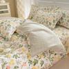 Lemon Green Leaves Pattern Duvet Cover Set 3Pcs Cotton Bedding Set Soft Comfortable Skin-friendly Comforter Cover Pillowcases