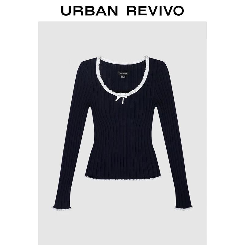 

Женский трикотажный свитер UR с цветными блоками, оборками и бантом M