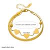 Gold Plated Stainless Steel Double Layer Heart Charm Bracelet for Women