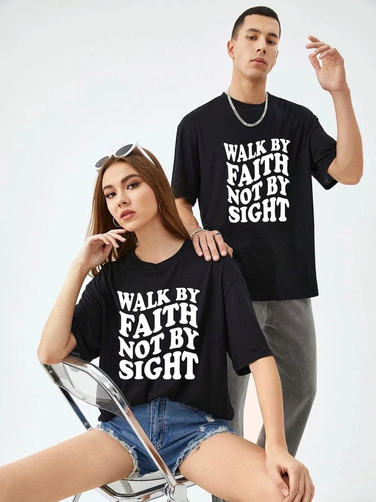 Men Women Letter Print Unisex T-shirt Couple Black Cotton Short Sleeve Tee Shirts Crewneck Classic Oversize Loose Tshirts Clothe
