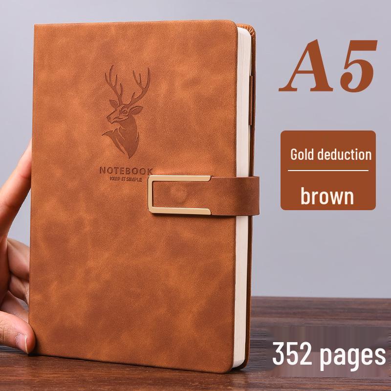 A5 Lambskin Deer Head Journal with Custom Logo - Premium Thick Notebook for Business Meetings