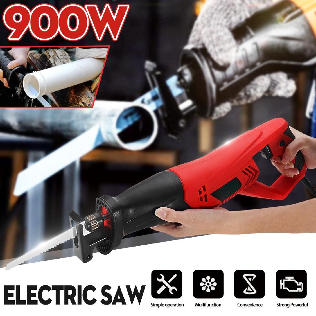 220V 50Hz Electric Reciprocating Sabre Saw 2 Blades Wood Metal Plastic Pruning 900W