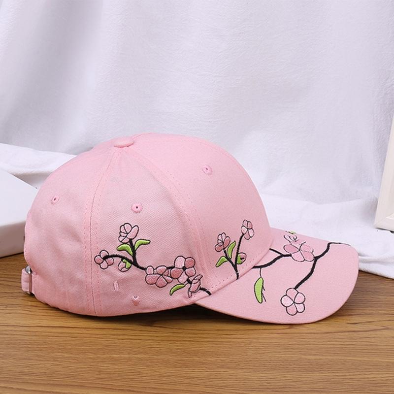 Fashion Baseball Hat for Girl Embroidery Flower Hat Windproof Baseball Hat Breathable Sunproof Hat for Outdoor Activity