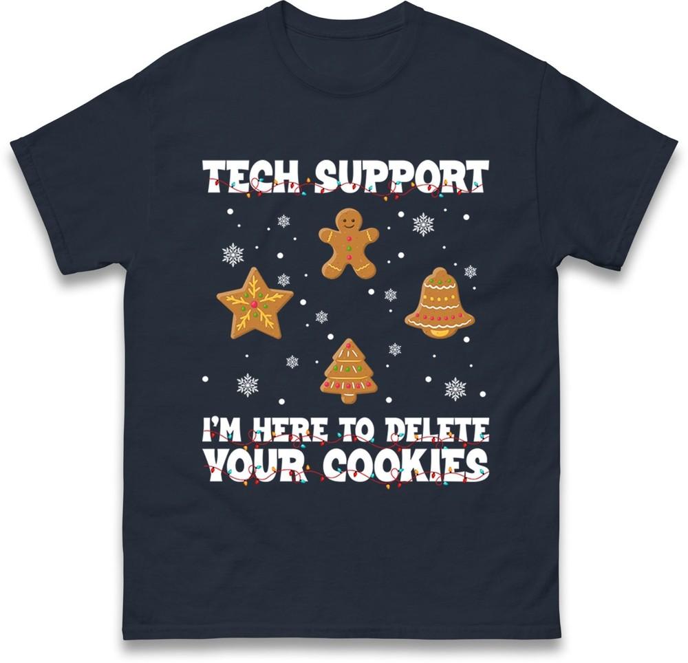 Tech Support Delete Your Cookies TShirt Funny Christmas It Gingerbread Gift Top S