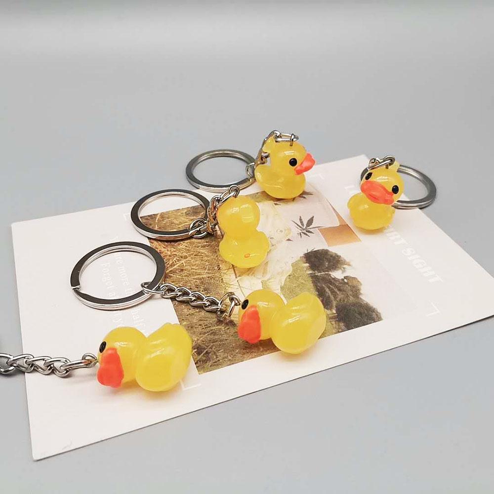 Women Cute Hyaluronic Acid Ducks Keychains Car Keyring Key Chain Little Yellow DUCK