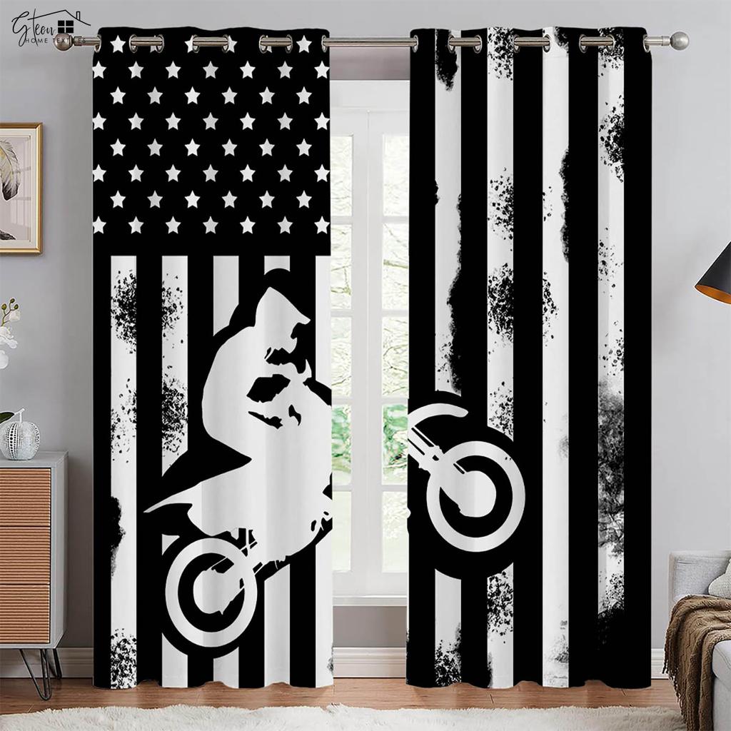 Industrial Style Motorcycle Locomotive 3D Printing Curtain Trend Cool Ins Boys High Quality Blackout Heat Insulation Curtain