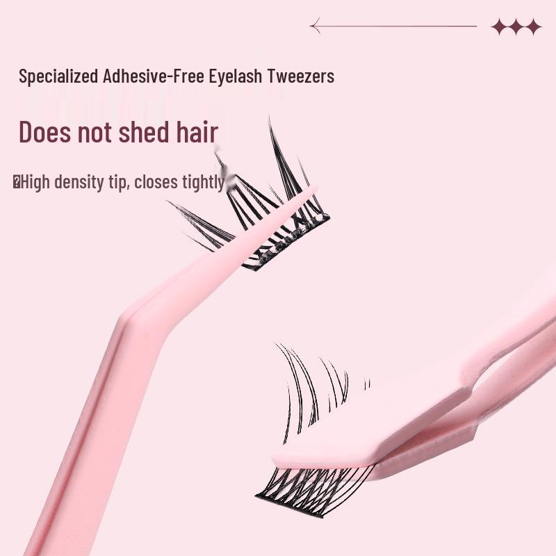 Non-stick High Precision Eyelash Tweezers Set - Glue-Free, Flat Head for Upper & Lower Lashes