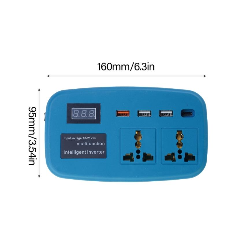High Efficiency 18V-21V Battery Inverter with 3xUSB & 1xType C Charging Plug Port for Phones Tablets and Electronics