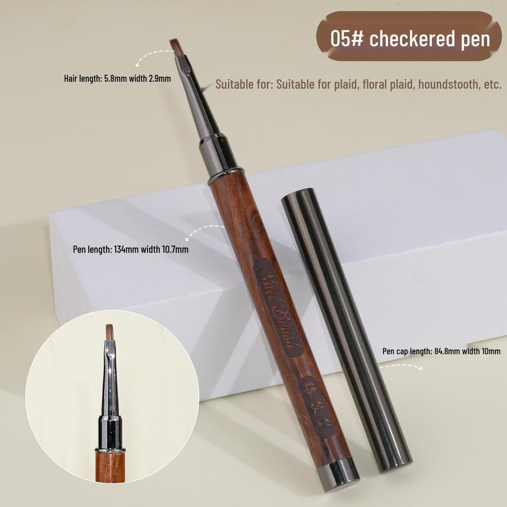 Sandalwood Nail Art Gel Pen Set: Round & Flat Tips for Painting, Drawing, and French Designs