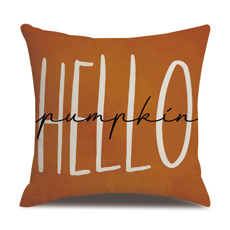 Thanksgiving Linen Pillowcase Autumn Pumpkin Print Pillow Cushion Cover
