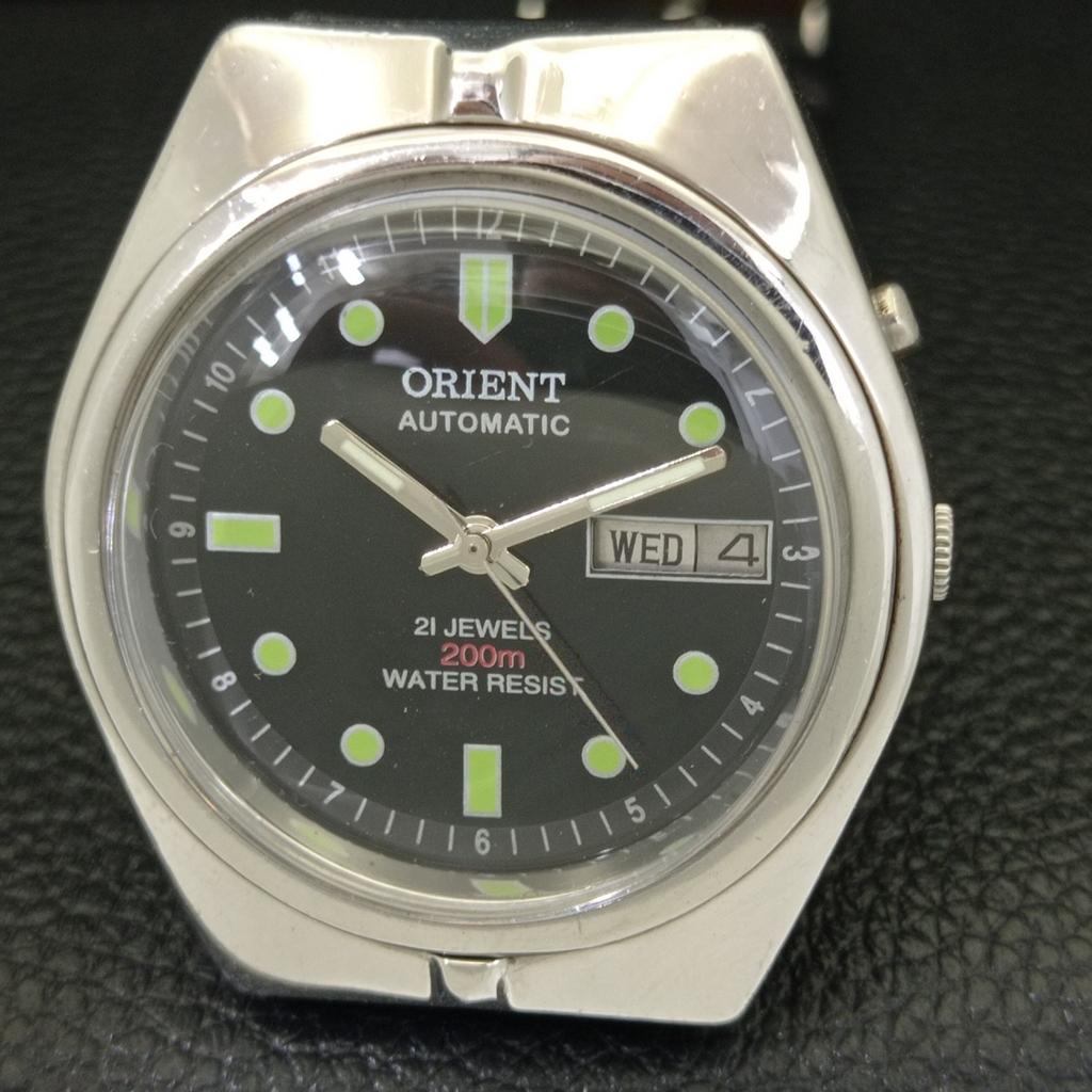 VINTAGE ORIENT AUTOMATIC 48741 JAPAN MENS BLACK COLOR DIAL WATCH A700651-5 R204-a700651