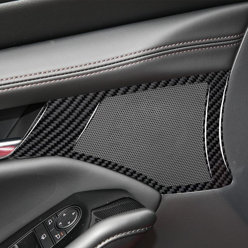 For Mazda 3 Axela 2020 2021 2022 2023 2024 Car Interior Solf Carbon Fiber / PVC Front Door Speaker Trim Sticker