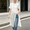 ZANZEA T-shirt Lunghe Casual da Donna Estive con Maniche Corte e Girocollo, Cuciture in Pizzo Irregolare