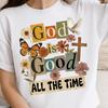God Is Good All The Time Shirt, Boho Christian Floral Cross Tee