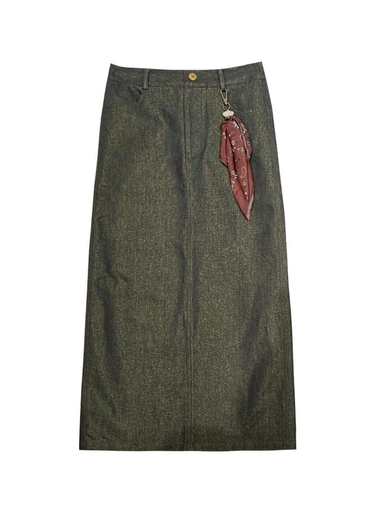 AC Sunshine Women's Vintage-Look Woven Cotton Midi Bodycon Skirt for Everyday Casual and Commute Wear