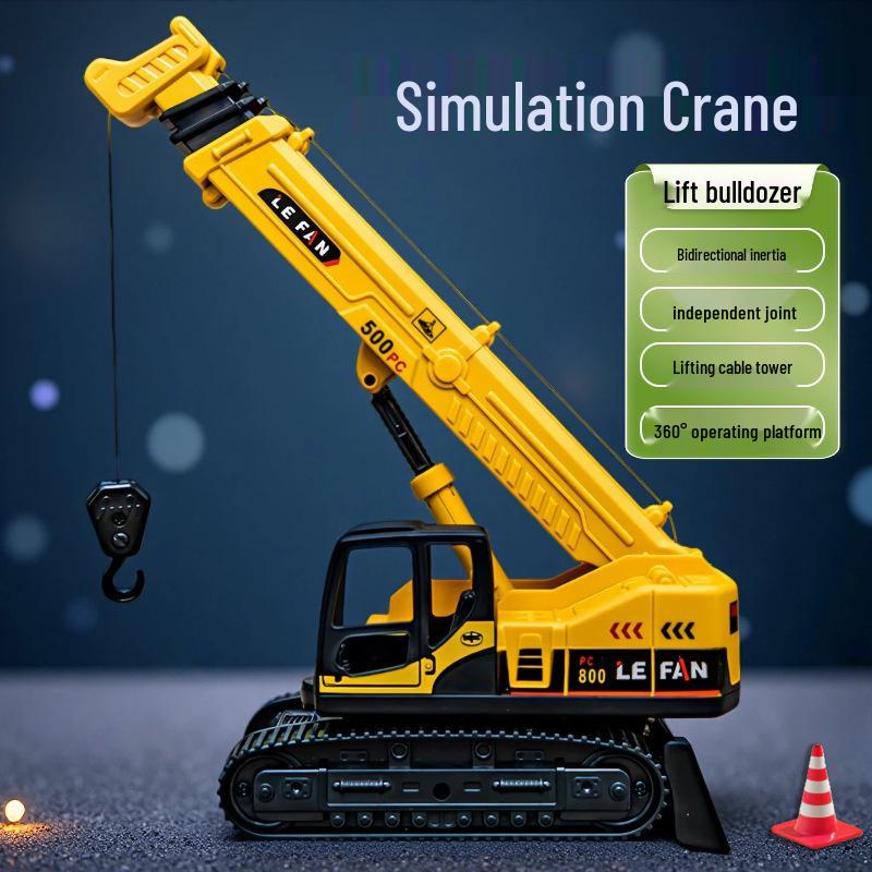 Large Inertial Crane Simulation Toy - Engineering Vehicle Model for Boys