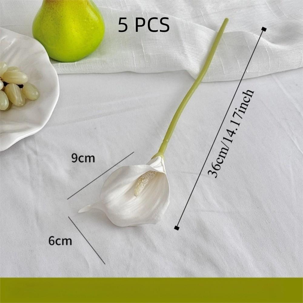 White Artificial Calla Lily Flowers EVA Wedding Bouquet New Faux Plants Photography Props