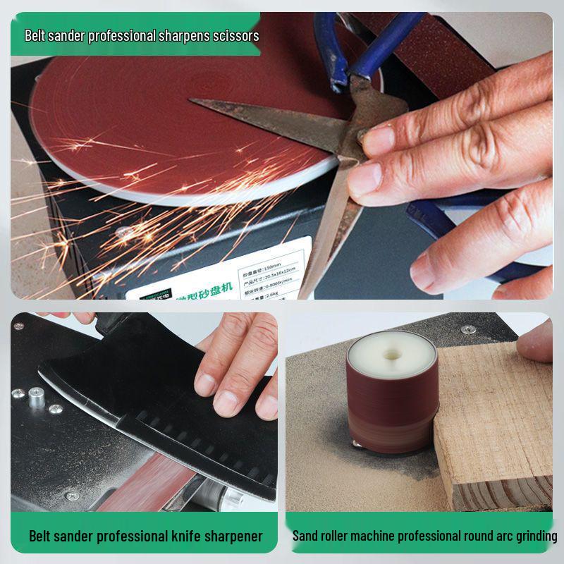 Compact Electric Belt Sander for DIY - High-Speed Sanding, Knife Sharpening, and Desktop Grinding/Polishing Machine.