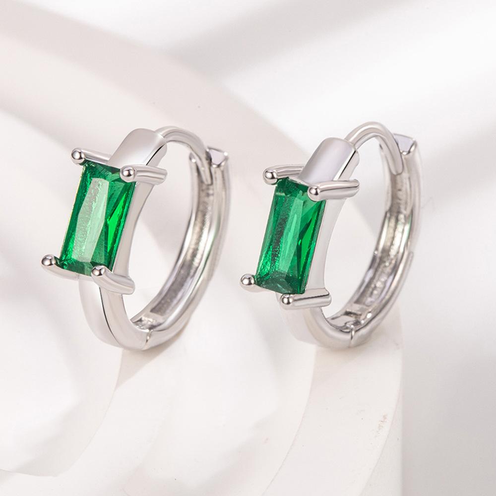 925 Silver Squaret Green Zircon Wedding