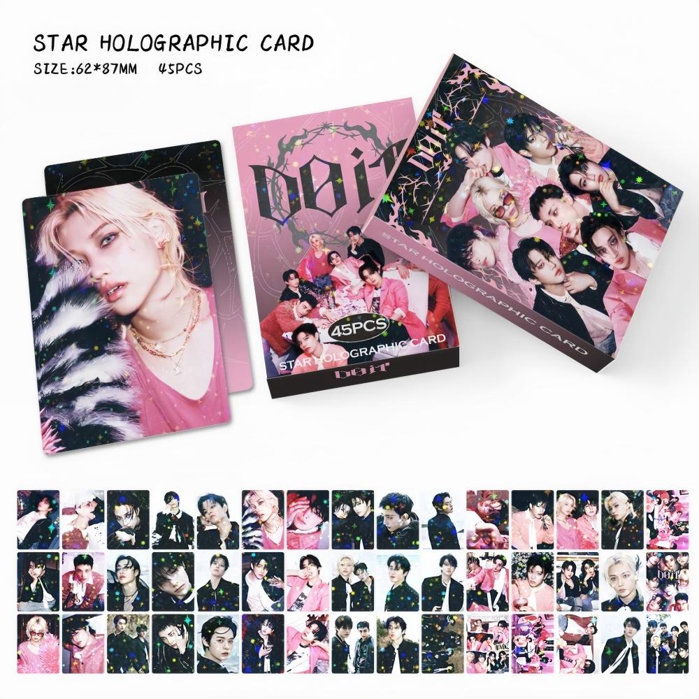 45 ШТ. Звезда Stray Kids Ломо Мерч Карточки DominATE CELEBRATE Набор Голографических Карточек Фотокарточки Подарок Фанаты KPOP DO IT STAY для Развлечения Игра Безопасно