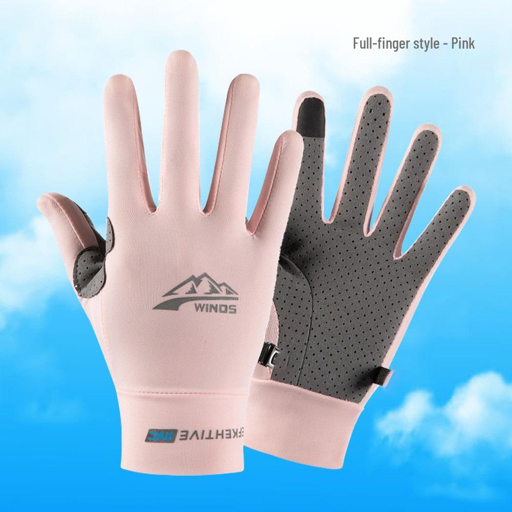 Unisex Sun Protection Ice Silk Gloves - Non-Slip, Breathable, Touchscreen-Friendly for Driving, Cycling, Fishing.