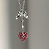 Baroque Style Embossed Heart Bow Necklace - Sweet & Cool Korean Collarbone Chain