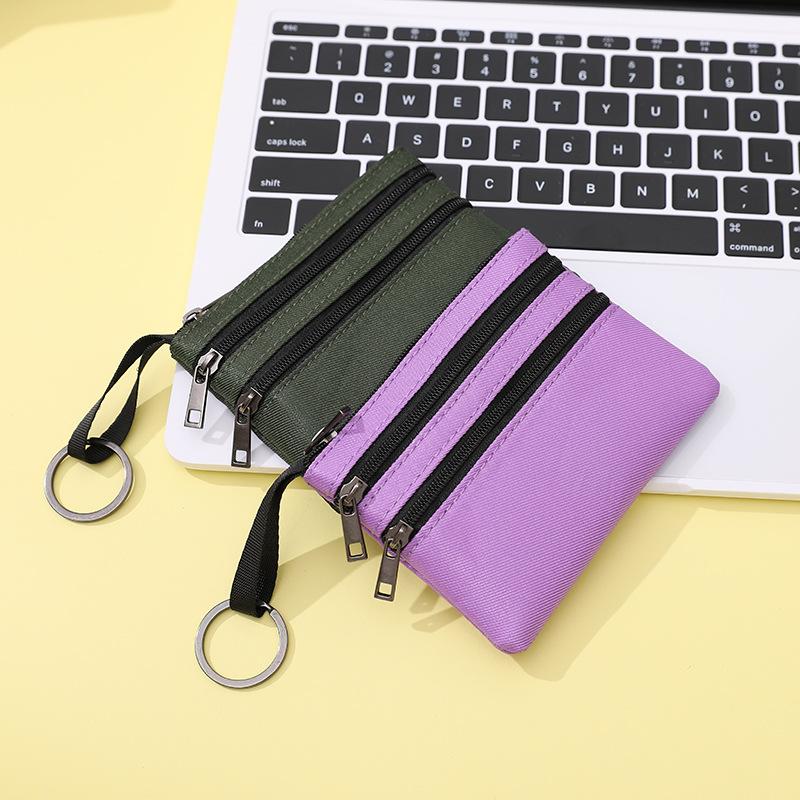 Canvas Mini Coin Purse Simple Zipper Kid Storage Pouch Money Pocket Solid Color Coin Key Bag Women Men Cute Wallet Mini Purse