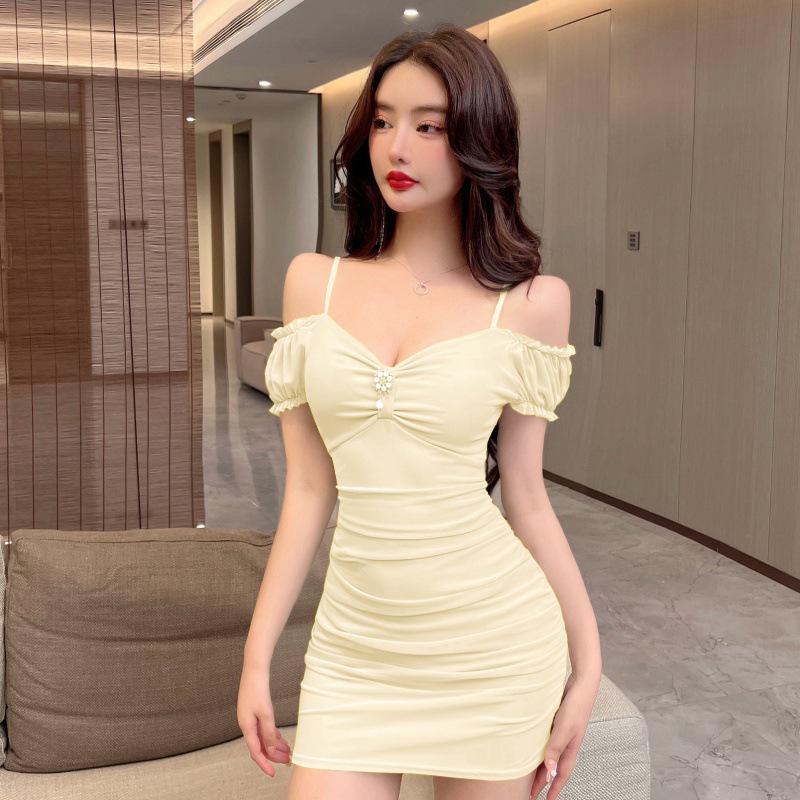 Low-Cut Mesh Sling Bodycon Dress for Women