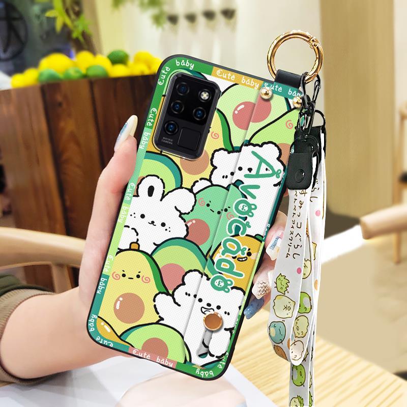 Kickstand Dirt-resistant Phone Case For Oukitel C21 Fashion Design Anti-knock Wrist Strap Back Cover Cute Waterproof
