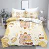 Cartoon Capybara 3D Printed Bedding Set Children's Duvet Cover Pillow Case Set Anime 100_ Polyester Cute Cartoon Home Decoration