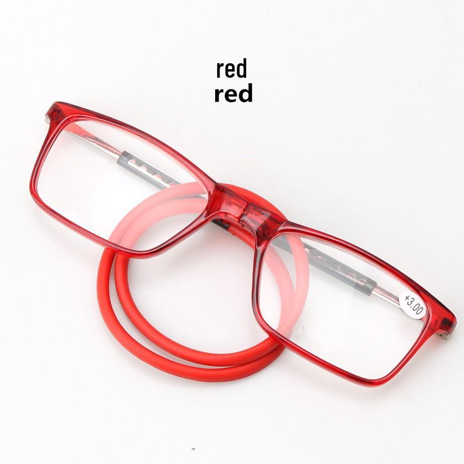 Unisex Magnetische Nacken-Hänge-Lesebrille mit HD Quadratischem Rahmen & Teleskopbügeln