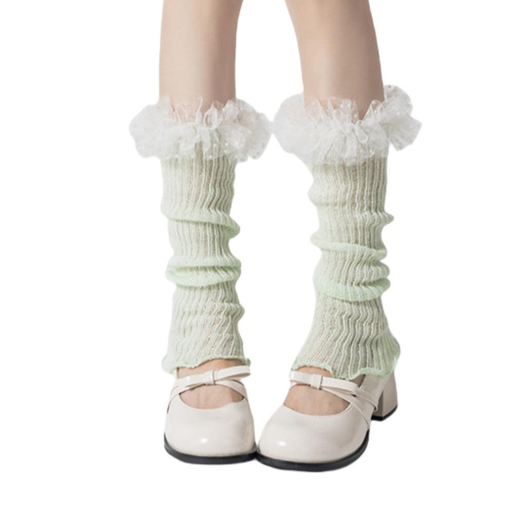 Cotton Knee High Ruffle Socks Candy Color Open Toe Socks All Match Sweet Leg Warmer  Summer