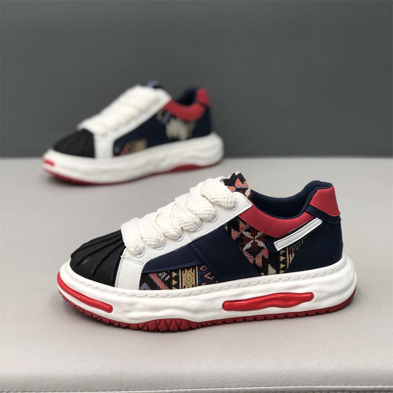 Platform casual shoes shell head comfortable spring and summer new lace-up color matching bc 38