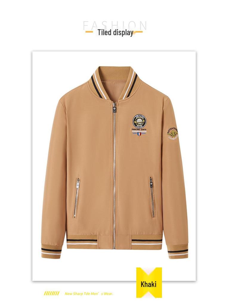 European Style Spring Luxury Baseball Jacket with Earth Embroidery Men's Casual Fashion Trend