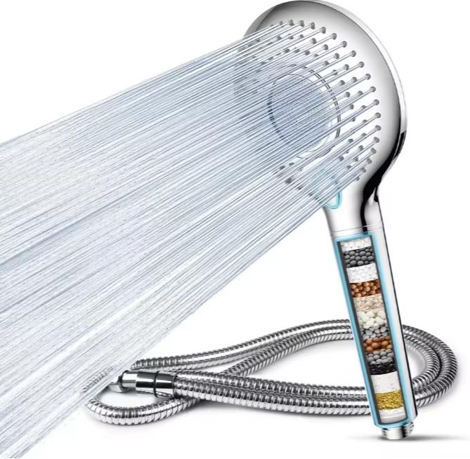High Pressure 3 Spray Mode Showerhead Filtered Handheld Shower Head with Button Bathroom Shower Head (as the picture,ABS Plastic)