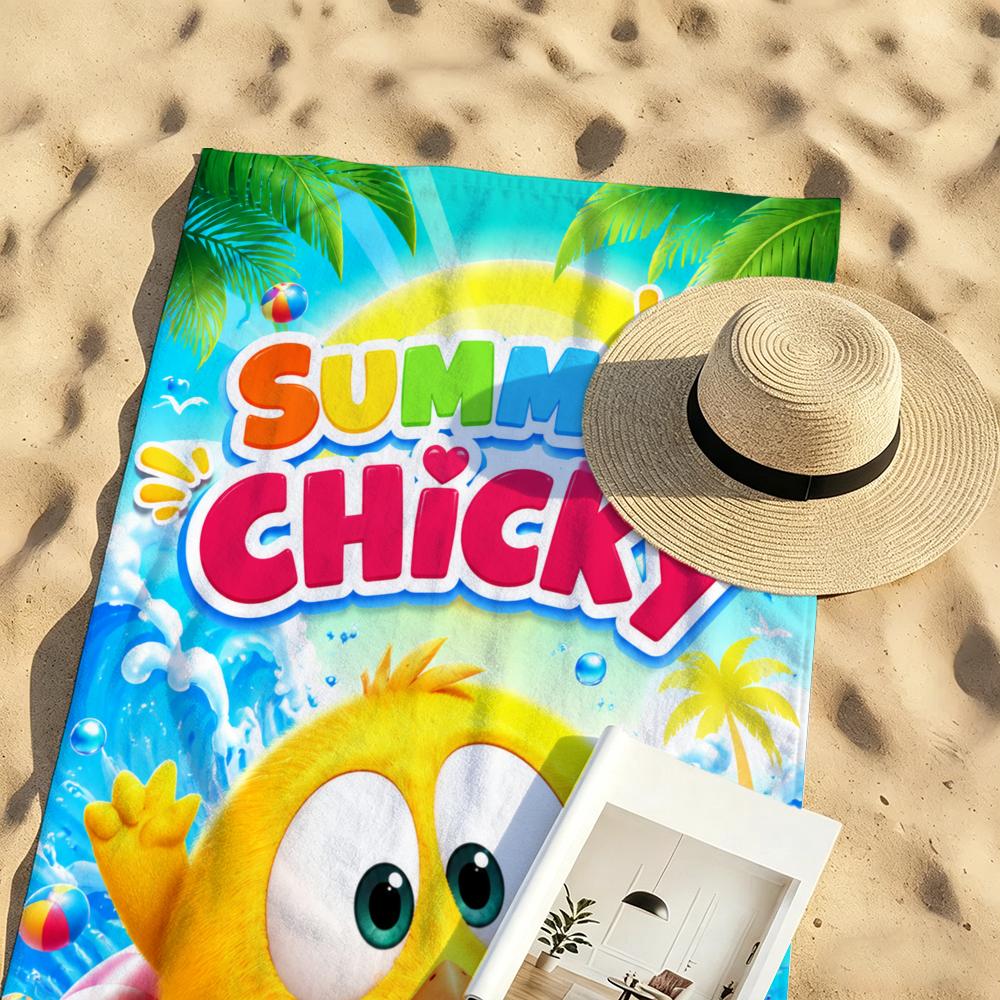 Cartoon Where's Chicky Towel Microfiber Beach Towel Quick Dry Absorbent Soft for Swimming Yoga Resort Travel Camping
