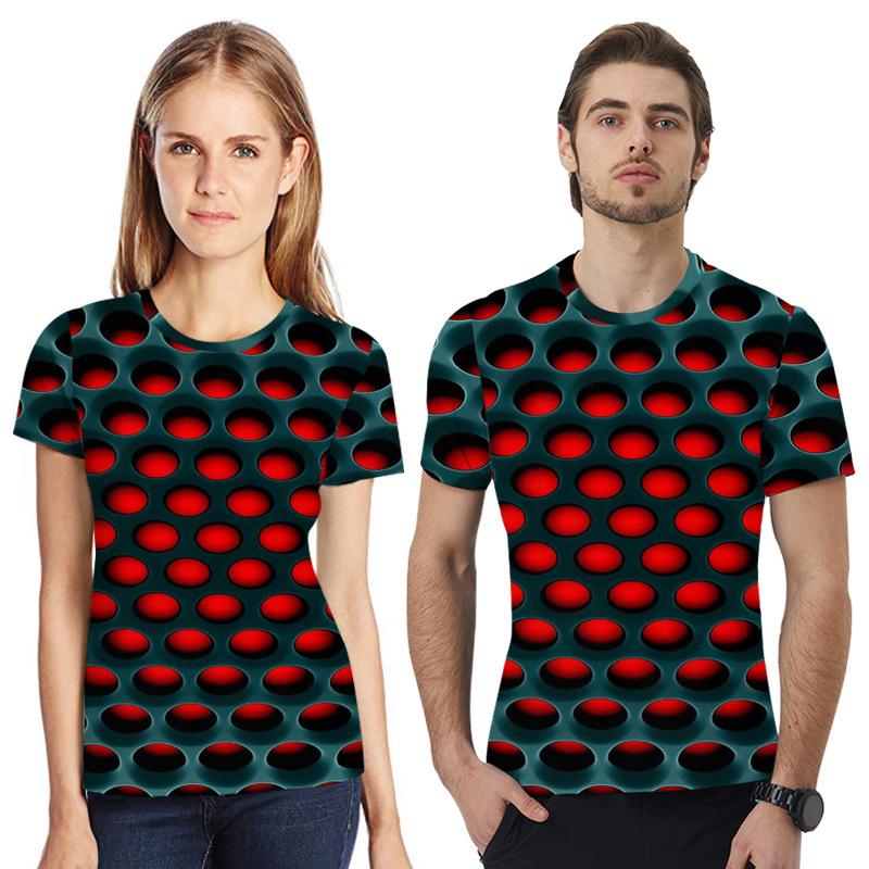 3d Honeycomb Hypnosis Tshirt Men Women Kids Colorful Print Short Sleeve Top Tee