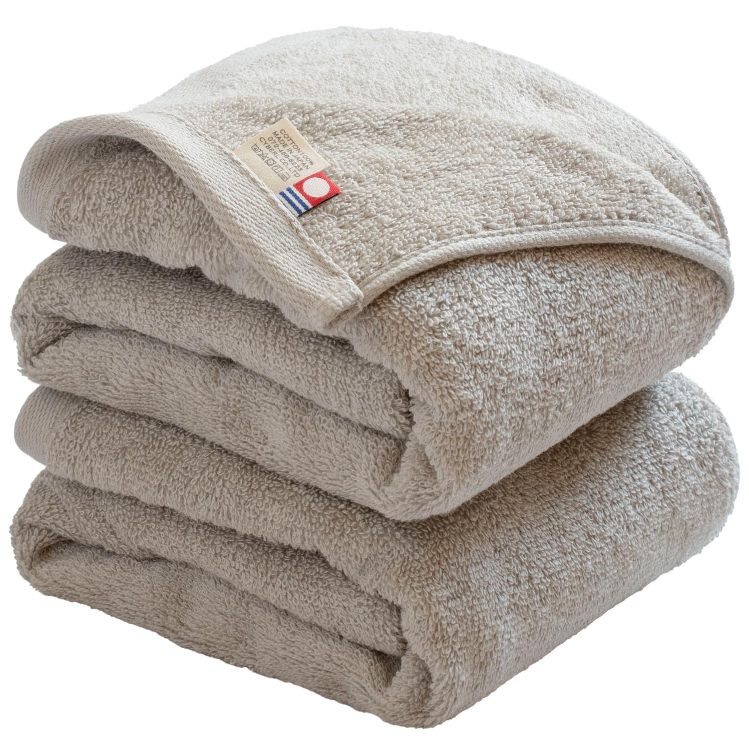 Tramparan Mini Bath Towel Imabari AIRY Approx. 100 x 40cm 100% Cotton 2-Pack (Greige) Slim Bath Towel Imabari Towel Quick-Drying Bath Towel Small