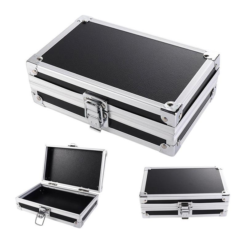 1Pc Aluminum Tool Box Portable Instrument Box Storage Case with Sponge Lining Handheld Impact resistant ToolBox 18x11x5.8cm