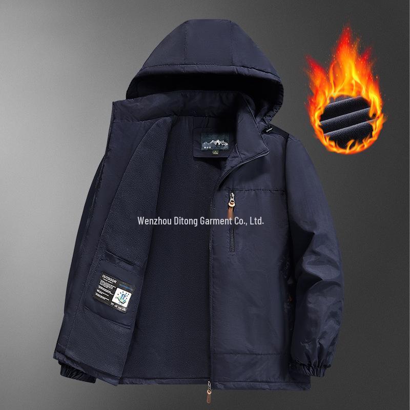 Herren Herbst- und Winter-Winddichte Wasserdichte Bergsteigerjacke - Hohe Dichte, Verdickt, Mit Samt, Outdoor Lässig.