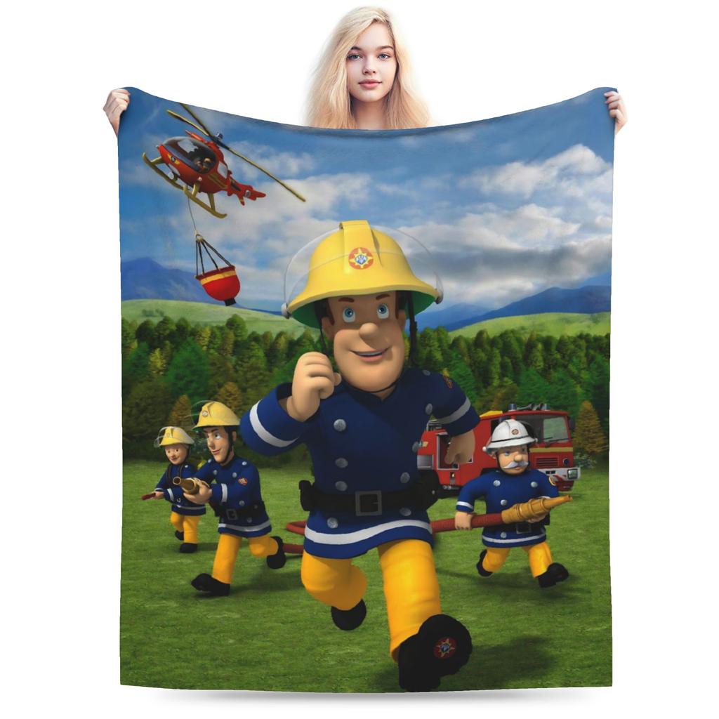 Fireman Sam Blankets Fleece Summer Air Conditioning Firefighters Cartoon Multifunction Throw Blankets for Sofa Travel Bedspread