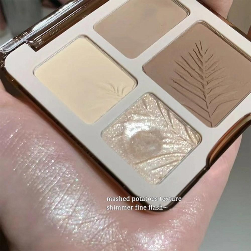 Paletă de contur cu 4 culori, iluminator, pudră de contur mată, rezistentă la apă, machiaj de lungă durată, fard de obraz Rose Blush High Glow, 01, 1 bucată, 1) 01