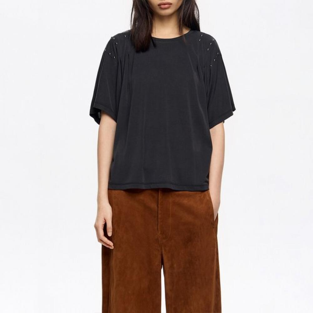 

Bimba Y Lola Washed Black STud Shoulder T shirT b256awT002bkb Black/S