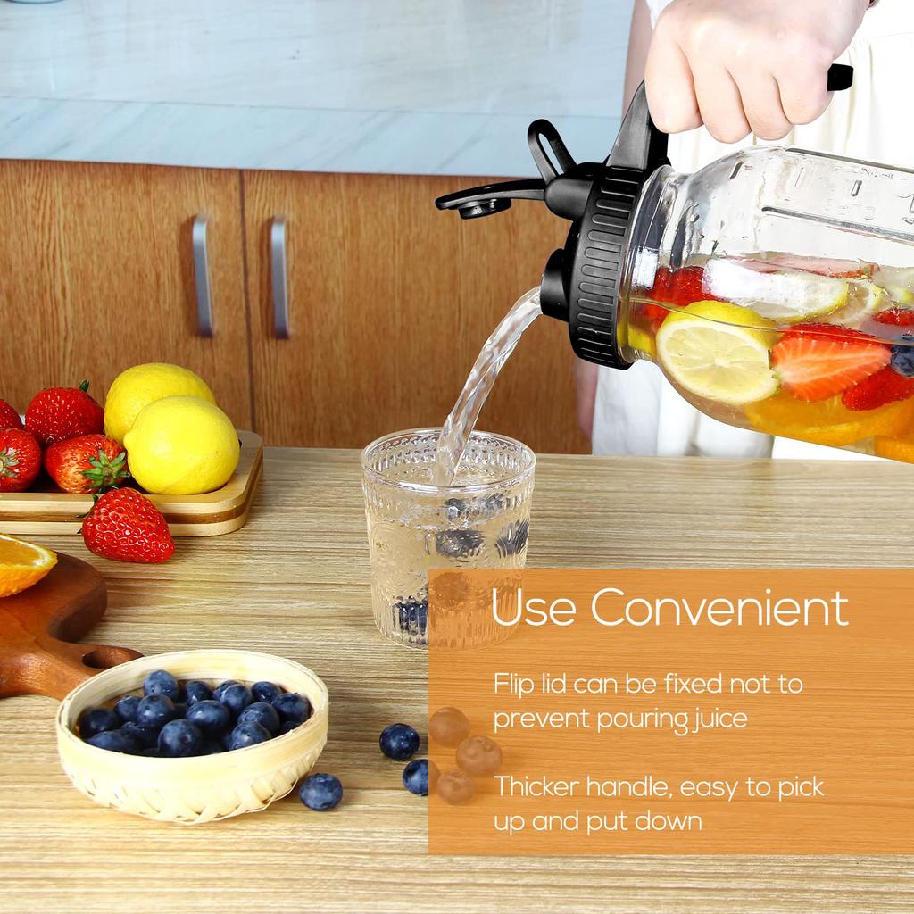 09/1.8L Cold Brew Coffee Maker With Stainless Steel Filter, Glass Coffee Pot,Leak Proof Lid, Make Iced Tea Juice Milk for Fridge