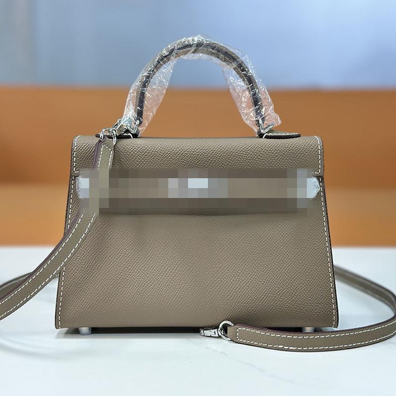 Second Generation Palm Print Cowhide Mini Small Keli Handbag 2025 New Bag Women's Commuter Versatile Shoulder Messenger Bag