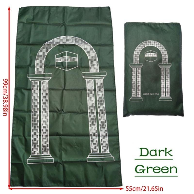Portable Muslim Prayer Rug Waterproof PU Braided Mat Simply Print Pouch Travel Home Blanket 60x100CM