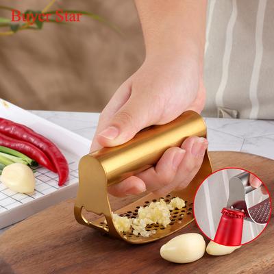 2 in1 Gold Edelstahl Knoblauch Presse Roll Brecher Werkzeuge Küche Gadget Metall Flasche opener triturador de alho